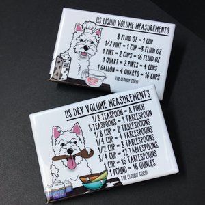 West Highland White Terrier Dog Measuring Magnets Kitchen Cooking Baking Chart
